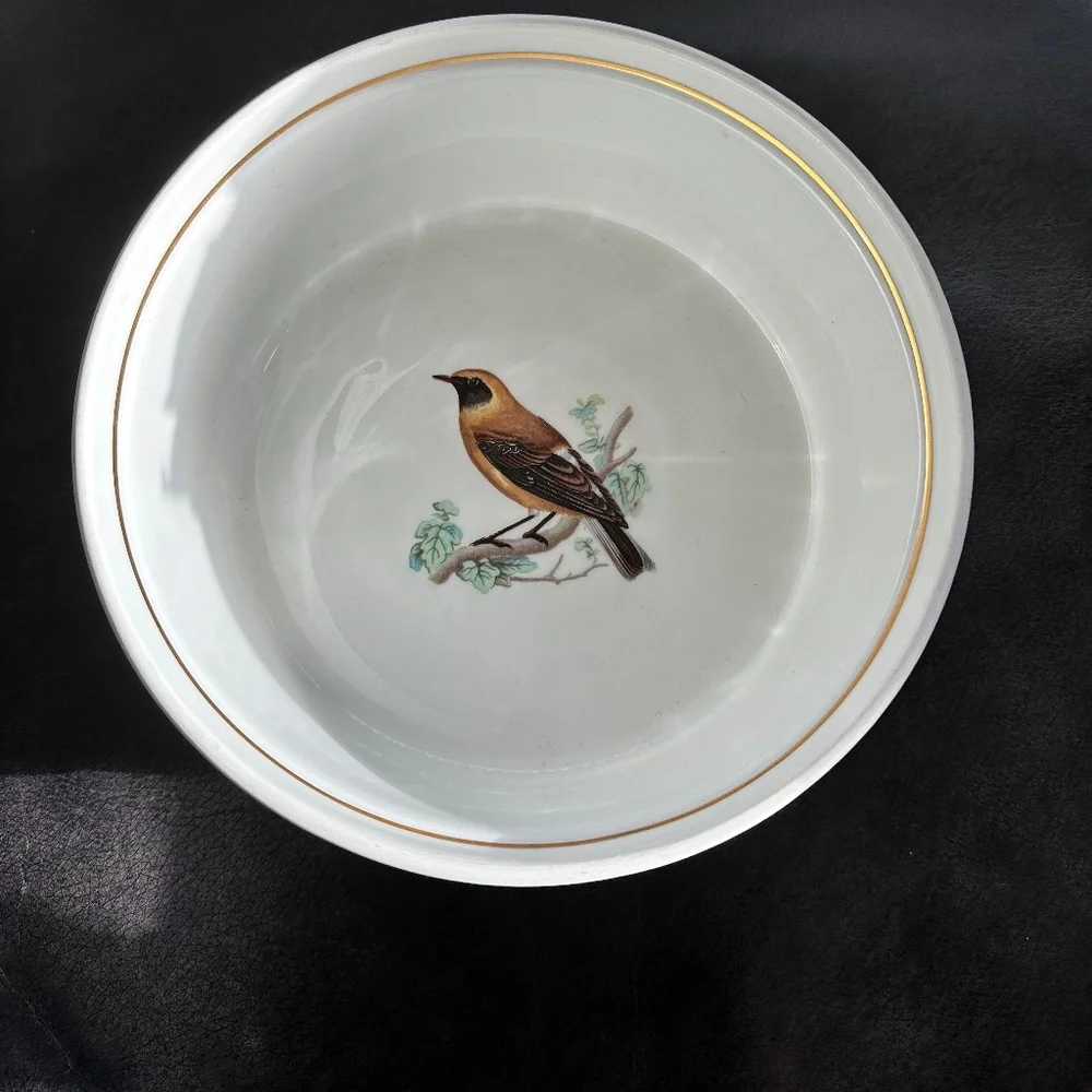 Porcelain Baking Dish Souffle Casserole Birds France Louis Lourioux Le Faune